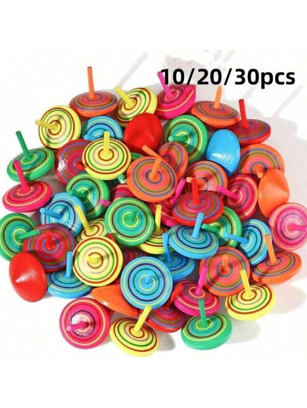 Dekoration 10/20/30/50 Stücke Holz-Kreisel, bunte Holz-Kreisel-Spielzeuge, Regenbogen-Fingerspinner als Partyfavors für Valentinstag, Valentinstag-Hochzeit, Geburtstag