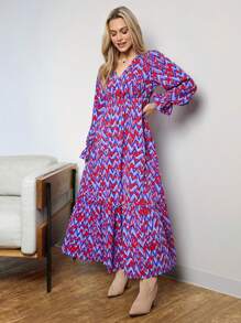 SHEIN LUNE Women's Casual Geometric Print Dress