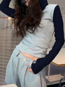 INAWLY Women's Color Block Long Sleeve Slim Fit Casual T-Shirt, Autumn