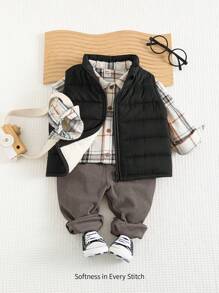 Cozy Pixies 2pcs/Set Baby Boys Christmas Pattern Red & White Round Neck Long Sleeve Hoodie Sweatshirt & Pants Winter Clothes Set - Multicolor - View 1