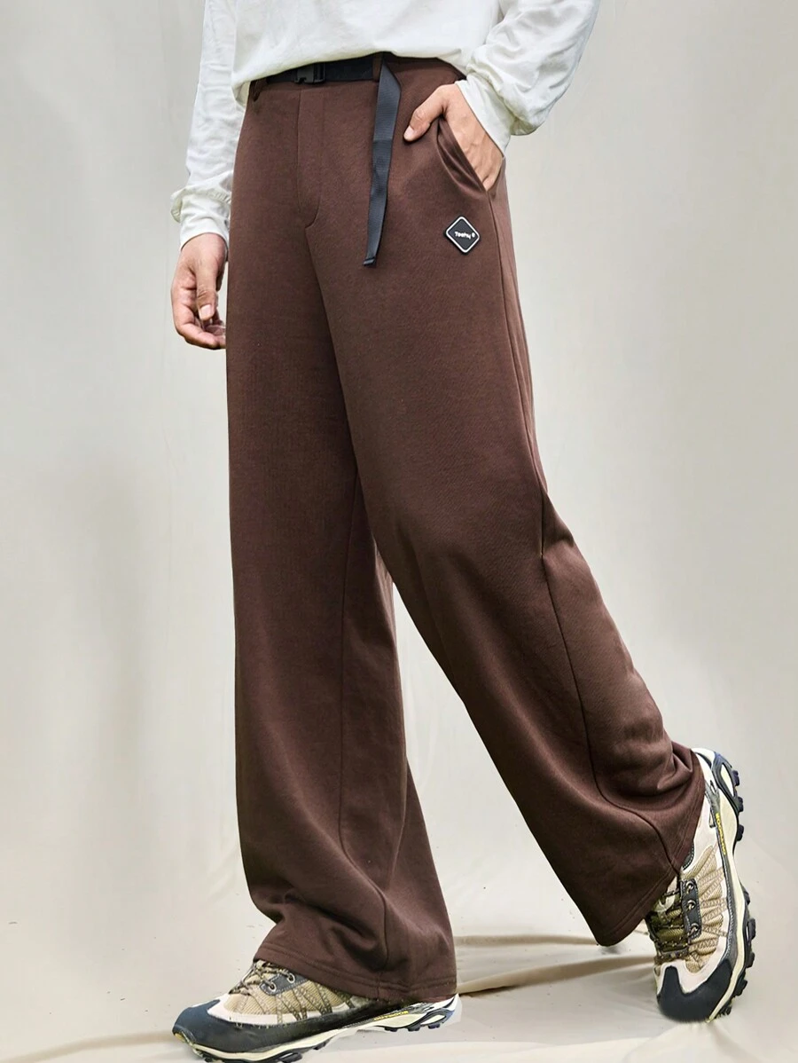 Manfinity VCAY Men's Casual Knitted Elastic Waist Loose Fit Long Pants, Young And Everyday Wear