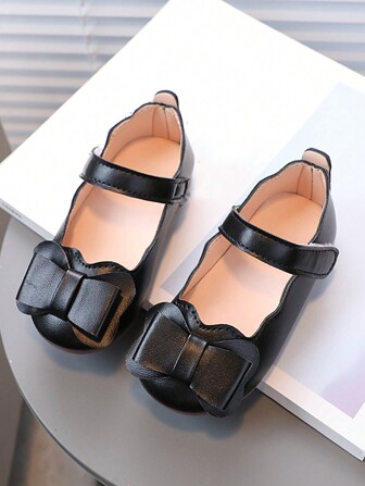 Zapatos tipo Mary Jane planos con lazo, cómodos y sencillos para niñas pequeñas, versátiles para niños