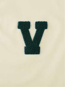 Manfinity Sporsity Men's Casual Fashion Letter Flocking Loose V-Neck Sweatshirt Y2k Jersey, For Tennis, For Fall