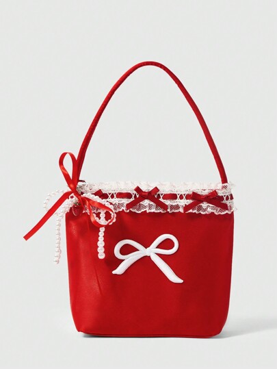 Kawaii Cute Gift Bow & Floral Decorative Small Bag With Accessories Valentines