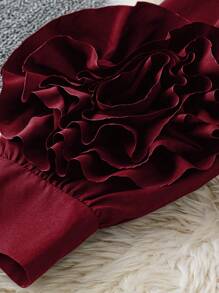 Celure Camisa de manga larga con bloque de color floral en talla grande negra