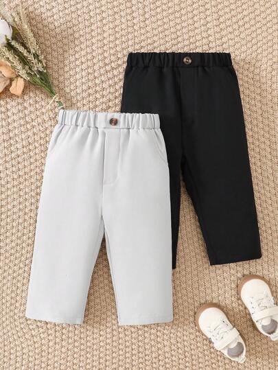 Souflis Souflis 2st/set Baby Boy Spädbarn Småbarn Höst/Vinter Ny Formell Casual Mångsidig Bicolor Byxbyxa Set, Lämplig för fyra säsonger