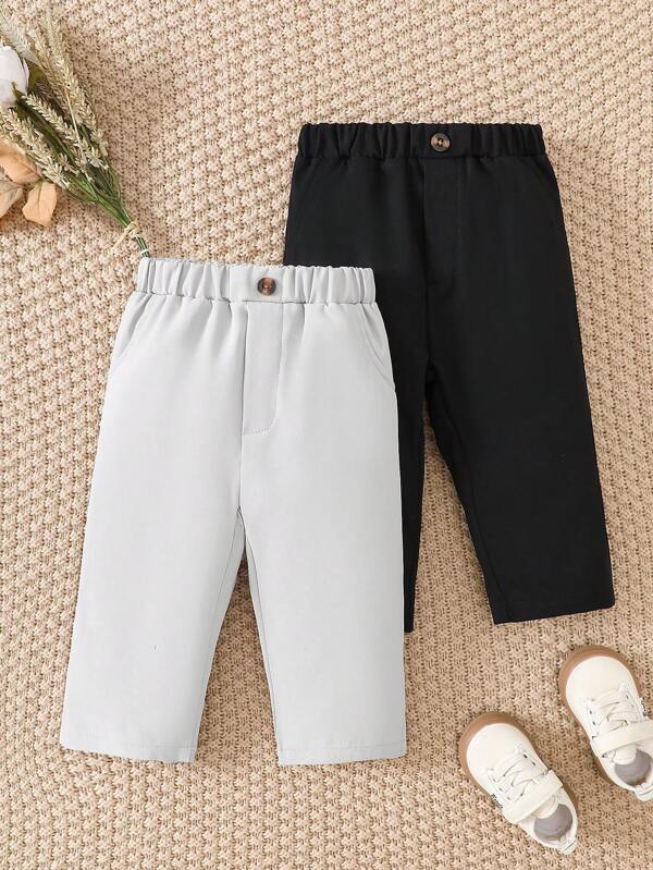 Souflis Souflis 2 buc/Set Bebeluş Băiat Sugar Toamnă/Iarnă Nou Formal Casual Versatil Pantaloni Bicolori Set Pantaloni, Potrivit pentru Patru Anotimpuri