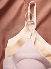 SHEIN Set de 3 sujetadores acolchados con cierre de 3 ganchos, estilo minimalista sin costuras y ajustables para adolescentes, que dan elevación y soporte