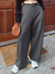 DAZY Women's Loose Solid Color Pocket Design Casual Summer Pants Business Attire - Grey - View 6