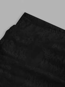 SHEIN EZwear 女士性感分层半透明黑色花朵蕾丝迷你裙，合身 - 黑色 - 查看 3