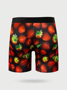Men's Strawberry Print Casual Boxer Briefs - Multicolor - View 2