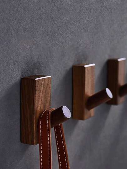 1pc/2pcs Over-The-Door Hanger Hook, Walnut/Beech Wood Design, Multipurpose, Adhesive Included (Random Style) Room Decor, Storage, Organiser, Organizer, Organization And Storage, Closet Organization And Storage, Storage Organizer, Home Decor,Living Room Decor