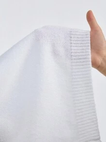 SHEIN Tween Girl Basic Number Pattern Stretchy White Fitted Long Sleeve Sweater, Mom And Daughter - White - View 7