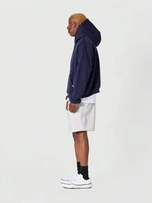 SUMWON Regular Fit Essential Overhead Hoodie - Navy Blue - View 4