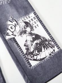 SHEIN ChillGRL 2 Pieces Set Anime Character Printed Hoodie Sweatshirt And Sweatpants For Teen Girls, New Autumn/Winter 2024 - Multicolor - View 7