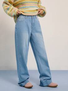 WESTFADE Jeans droits en denim de coton 91% premium style années 90
