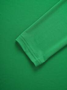 SHEIN Unity Women's Spring/Summer Colorblock Collared Long Sleeve Casual T-Shirt Graphic Tees Women Tops For Spring Outfit Fall Cloth For Women - Green - View 7