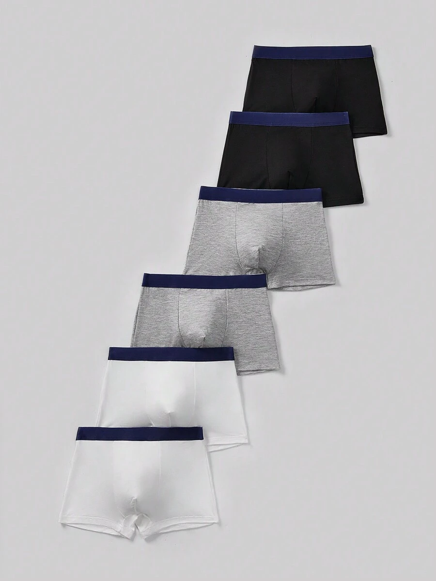 SHEIN 6pcs/Pack Boys Simple Comfortable Letter Pattern Elastic Soft & Breathable Modal Briefs - Multicolor - View 1