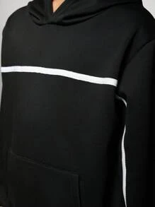 SHEIN Conjunto informal de estilo callejero para niño preadolescente con sudadera con capucha y pantalones con cordón en la cintura