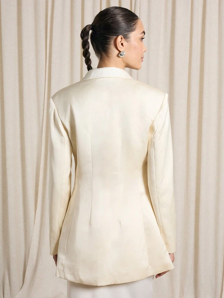 Professional Fitted Business Blazer With Crystal Buttons