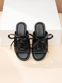 Kids Classic Black Casual Slip-On Slippers - Black - View 5