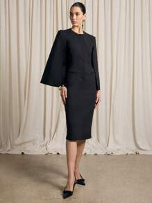 AiiRZ 中长斗篷铅笔修身连衣裙 - 黑色 - 查看 6