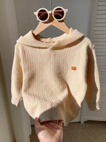 1pc Young Boy Casual Hoodie Sweater, School & Daily Wear, Comfortable Thick Warm Pullover, Suitable For Kids, Travel, Party, Autumn/Winter - Khaki - View 1