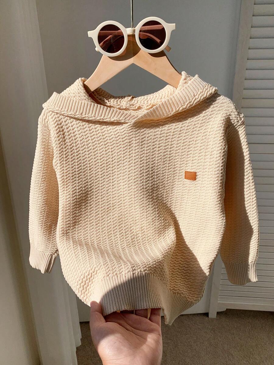 1pc Young Boy Casual Hoodie Sweater, School & Daily Wear, Comfortable Thick Warm Pullover, Suitable For Kids, Travel, Party, Autumn/Winter - Khaki - View 1