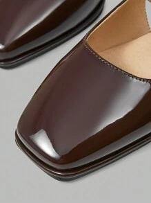 MOTF PREMIUM 1 ĐÔI GIÀY CAO GÓT MARY JANE MŨI VUÔNG CHO NỮ, CHO NGÀY VALENTINE, GIÀY MÙA XUÂN, KỲ NGHỈ XUÂN LỄ PHỤC SINH - màu nâu - Xem 3