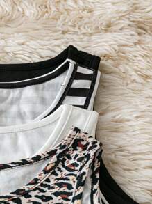 SHEIN LUNE Top débardeur ajusté décontracté et polyvalent pour femmes, avec imprimé guépard graphique - Multicolore - Voir 3