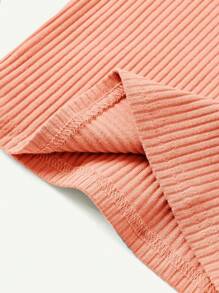 Cozy Pixies Baby Girl Ruffled Small Stand Collar Solid Color Long Sleeve Regular Shoulder Top - Coral Orange - View 5