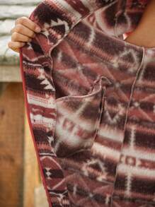 LanaWest New Floral Fluffy Hooded Long Cardigan For Women, Autumn/Winter