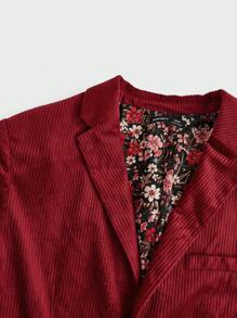 Manfinity VCAY Blazer casual de manga larga con cuello vuelto y ajuste delgado para hombre, adecuado para uso diario, Navidad - Burdeos - Ver 4