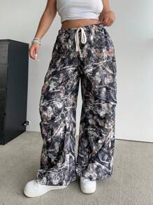 Flirla Amerikanischer Stil Camouflage Cargo Hose, High Street Fashion Marke Vintage, Mehrtaschen lose gerade Bein Lässig Hose für Damen - Verschiedenfarbig - Übersicht 6