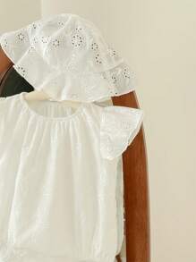 Newborn Baby Girl 2Pcs/Set Colorful Embroidery Cap Sleeve Romper & Hat Outfit, Summer