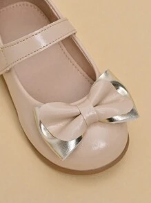 Toddler Girls' Comfortable Versatile Bow Decor Princess Flat Shoes, Suitable For Spring/Summer