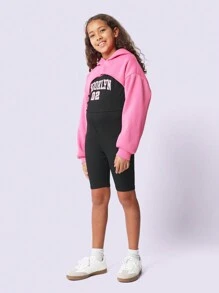 SUMWON Tween Girls Super Crop Overhead Hoodie And Brooklyn Unitard 2 Piece Set - Pink - View 6