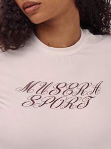 Musera Sport Slogan Sports Crop Top Casual Summer Vacation Spring Summer , Padel, Tennis, Pickleball