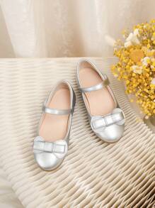 Girls Silver Casual Princess Flat Shoes, Autumn/Spring - Silver - View 5