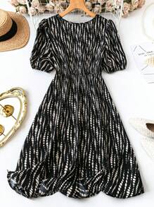 SHEIN Clasi 大码女式圆领短袖优雅夏季连衣裙