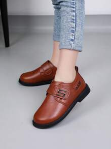 1 双儿童软底时尚英伦风格皮鞋，棕色，适合幼儿/大童、婚礼/表演，春秋季平底鞋 - 棕色 - 查看 4