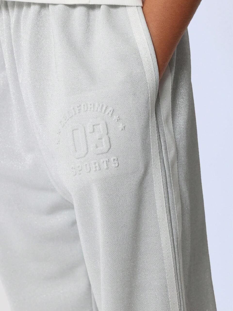 Wide Leg Sweatpants With Glitter Puff Print