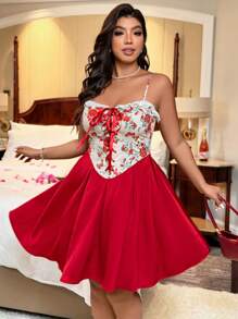 SHEIN Clasi Đầm thời trang công sở thanh lịch cỡ lớn cho nữ, trang nhã, họa tiết hoa hồng, ren, thắt lưng, chắp vá, eo bằng vải satin, thích hợp cho mùa hè, mùa tựu trường, tốt nghiệp, ngày lễ, ngày lễ tình nhân, lễ hội âm nhạc, ngày của mẹ, halloween, lễ tạ ơn, lễ phục sinh, ngày quốc khánh, khiêu vũ, hẹn hò, tiệc tùng, hoạt động ngoài trời - Nhiều màu - Xem 5