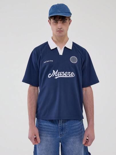  Short Sleeve Cropped Musero Collared Sports Jersey Style Top Spring Summer