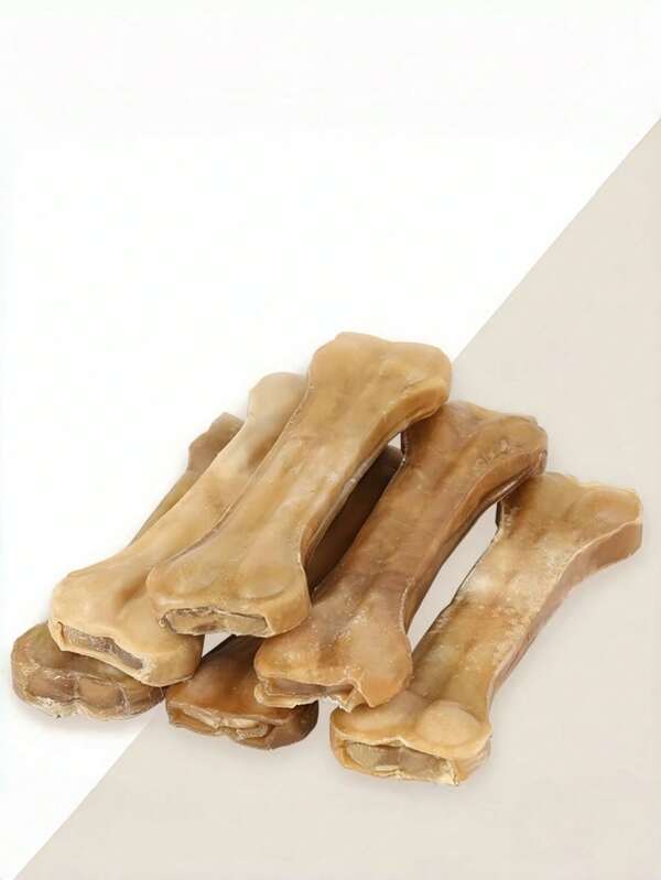 1 peça de osso de couro cru natural para cachorro, brinquedo de mastigar com sabor de carne, resistente ao desgaste e à mordida, limpeza dos dentes, desenvolvimento oral saudável, petiscos para cuidados dentários de animais de estimação