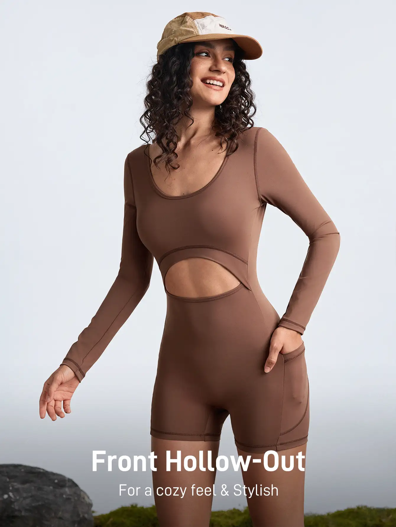 SHEIN Sports Outdoor/Camping/Hiking Sports/Commuting Stretchy Soft Women Jumpsuit & Pants - Brown - View 5