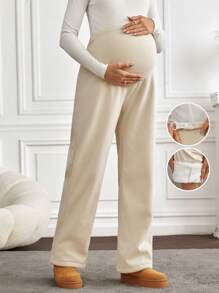 SHEIN Maternity Solid Color Casual Adjustable Pants, Daily Wear