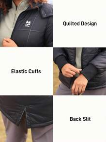 In My Nature 女士户外冬季连帽拉链夹克，简约时尚，日常休闲装 - 黑色 - 查看 5