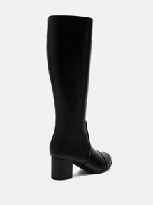 CUCCOO BIZCHIC Women's Fashion Round Toe High Heel Knee High Boots, For Work And Party New Year Holiday - Black - View 8