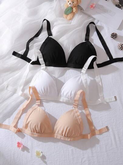 Ropa interior cómoda y casual de unicolor con fruncido para niñas adolescentes